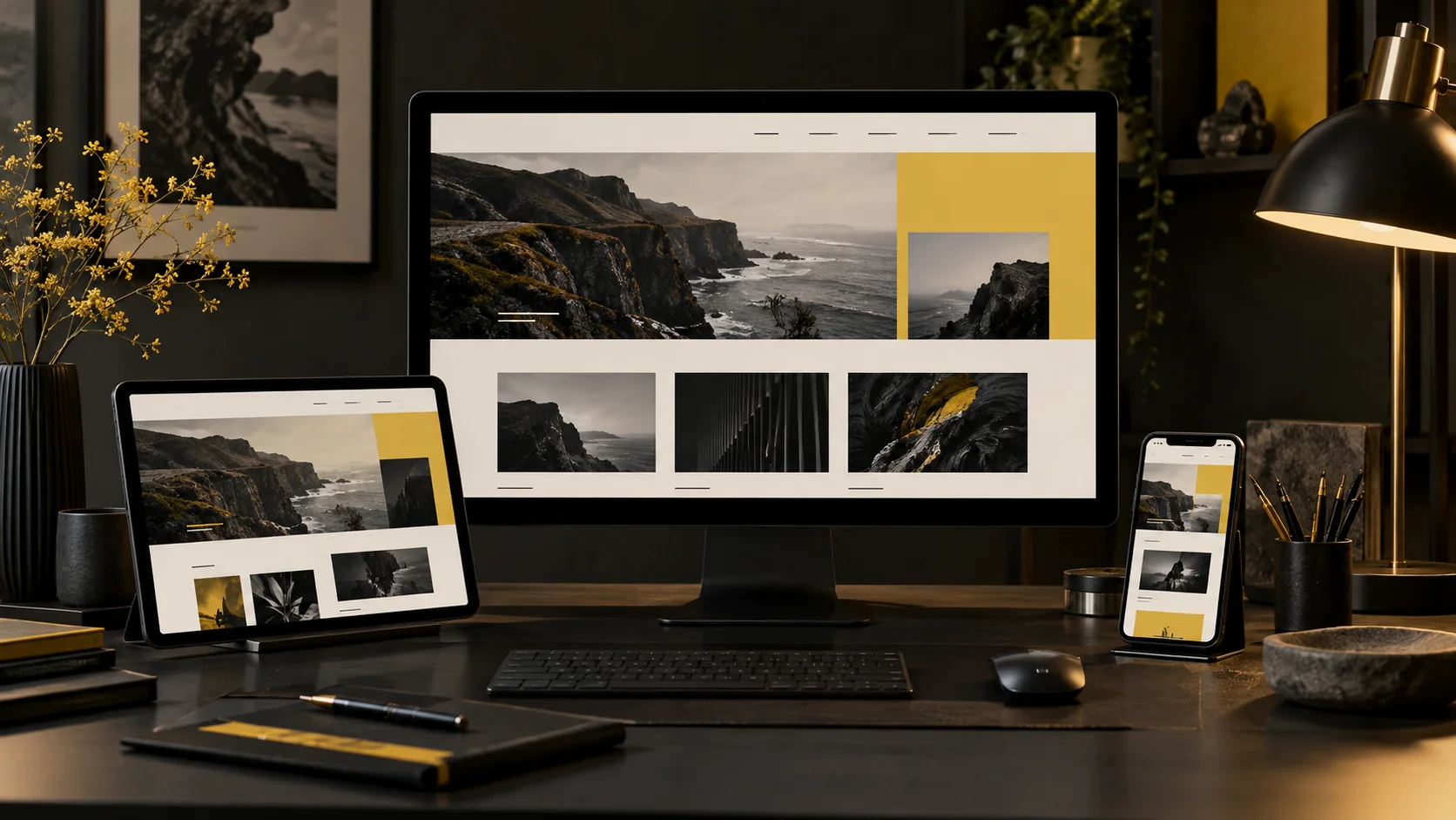 Interfaccia web responsive visualizzata su monitor, tablet e smartphone